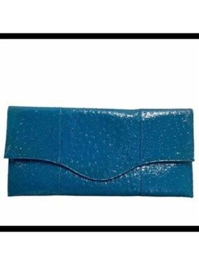 BLUE glossy clutch purse